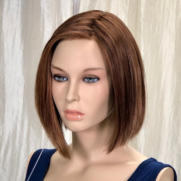 NWT Rene of Paris Kai Marble Brown LR Straight Bob Lace Front Short Wig - Picture 3 of 8